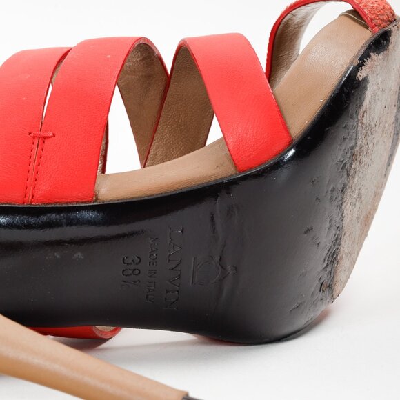 Lanvin Bi-Color Coral Strappy Heeled Sandals - Picture 5 of 10